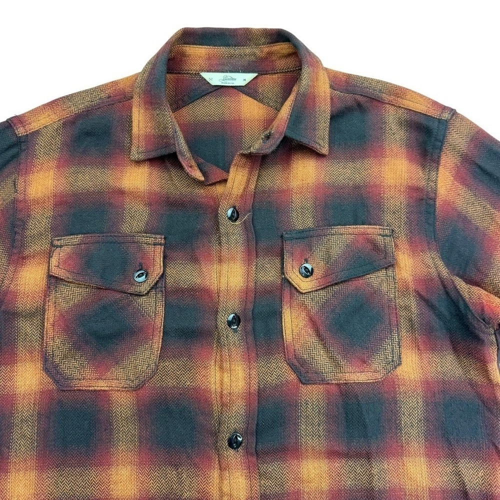3sixteen Shirt Mens Medium Orange Plaid Long Sleeve Flannel Button Up USA